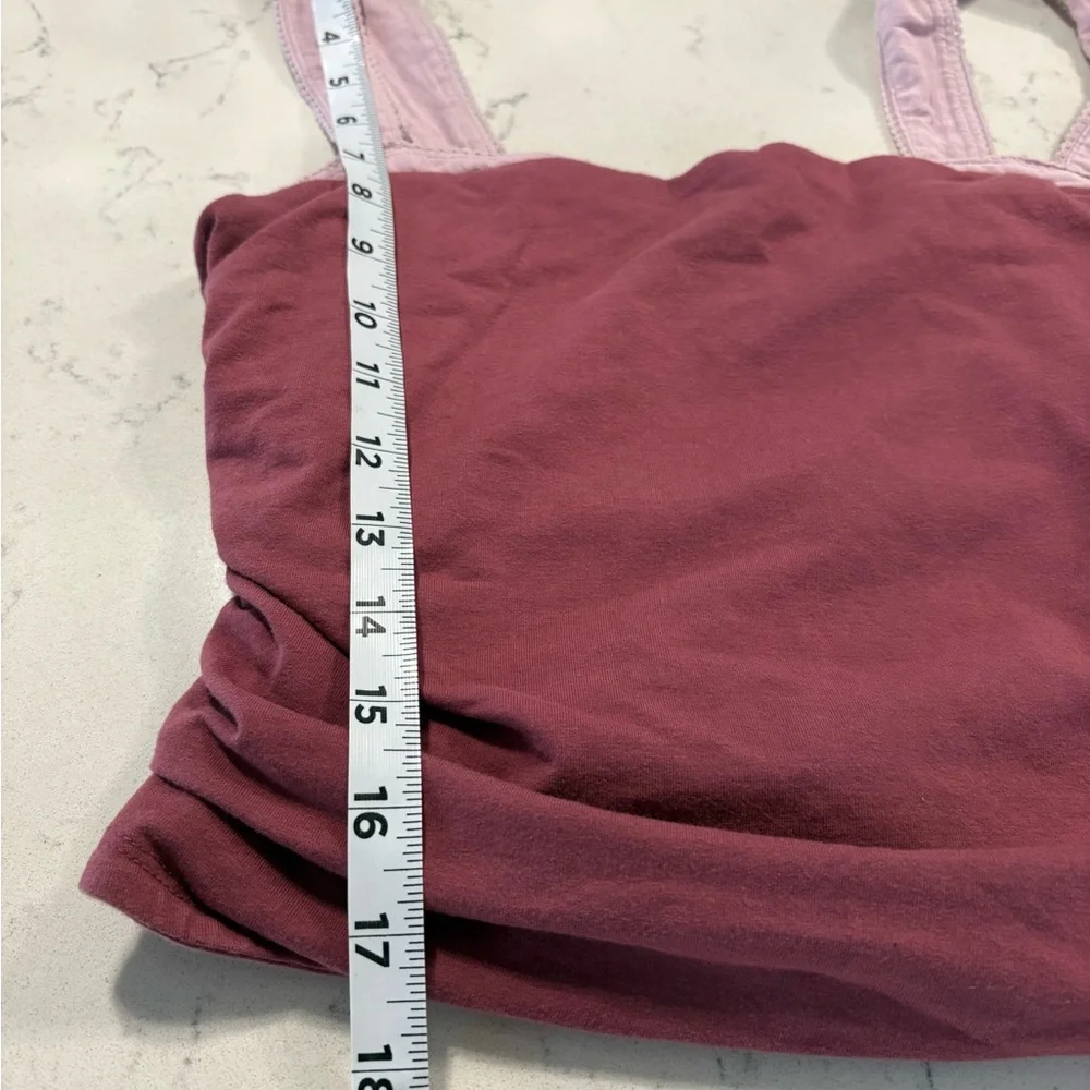 Free People 2 Tone Maroon Sleeveless Cami Camisole Crop Tank Top Size Small‎